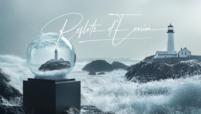 Boule à neige réaliste illustrant un phare isolé sur une falaise, frappé par de puissantes vagues et entouré d’une mer agitée, parfaite pour les passionnés de paysages maritimes - Reflets d'Évasion